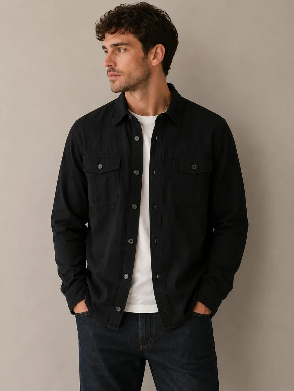 Dakota Grizzly Men's Classic Black Shirt Jacket Size L